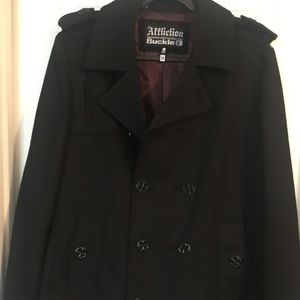 Men's Affliction Buckle wool peacoat jacket